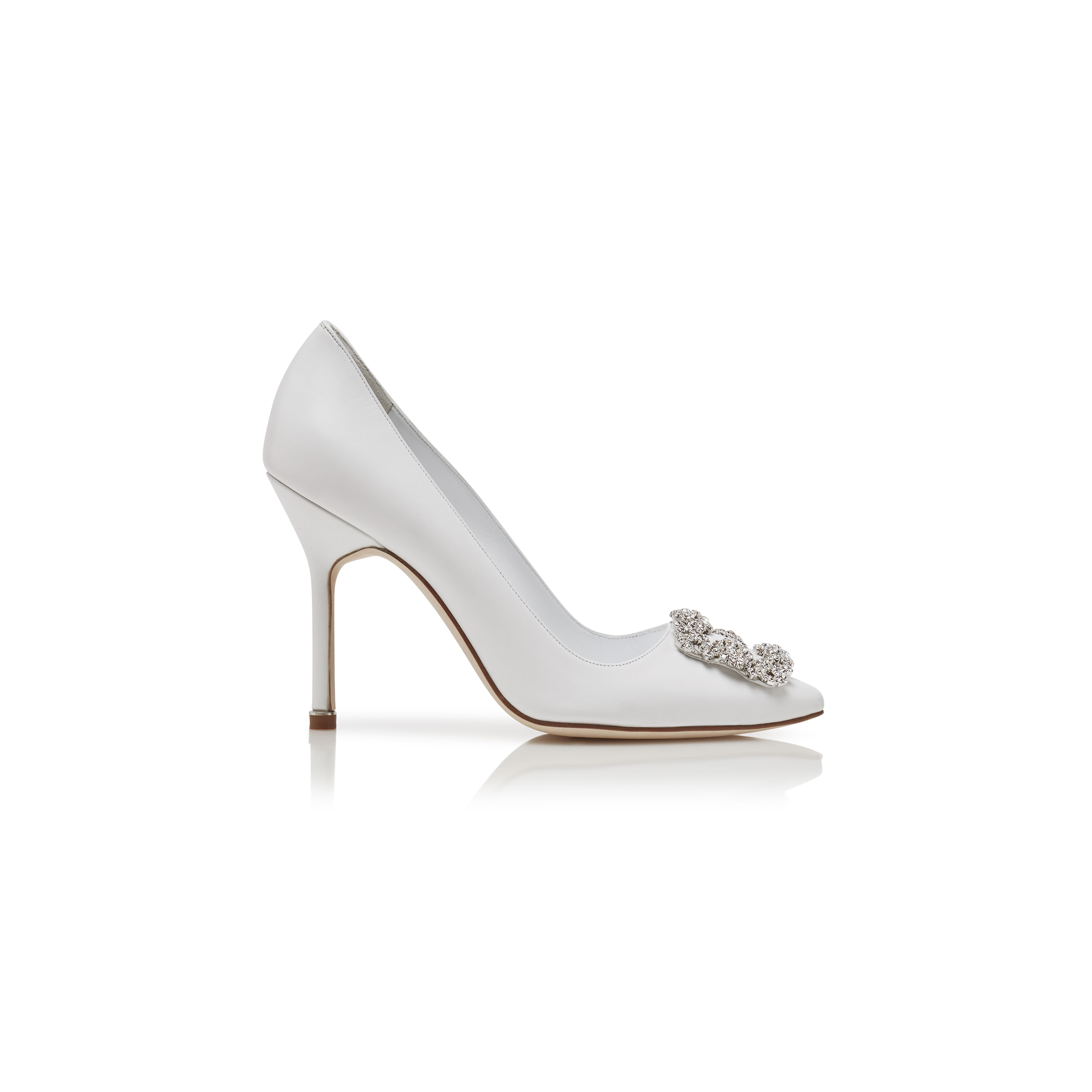 man010 B1ahn*k hangisius white calf leather jewel buckle pumps 121-1656-0001